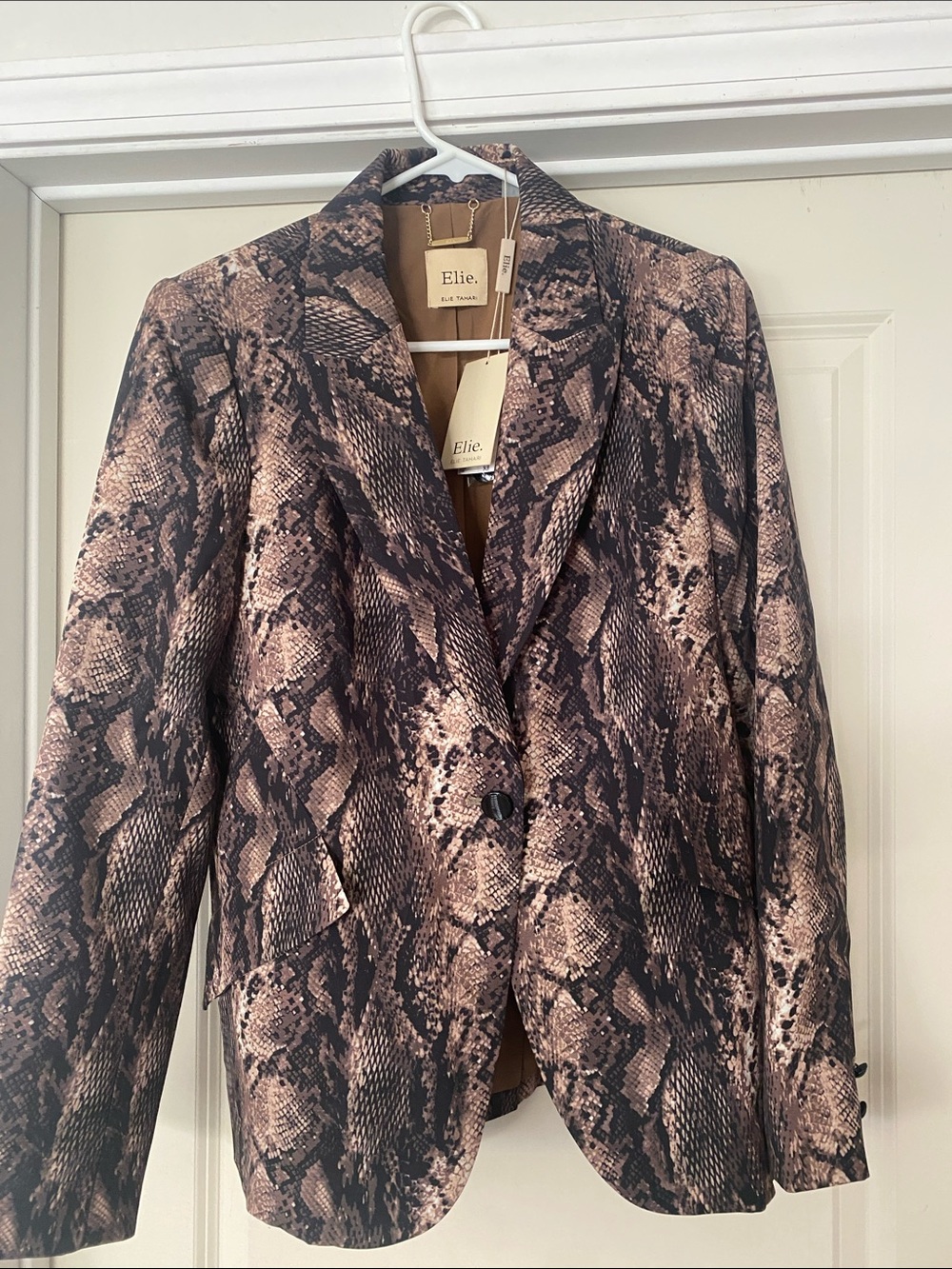 Elie by Elie Tahari Snake-Print Blazer in Brown and Black Size 8 NWT!